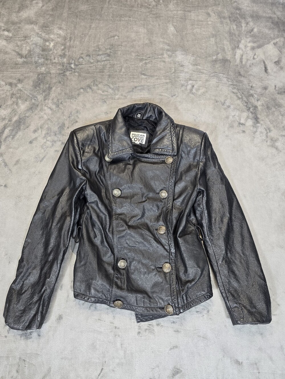 Vintage Pelican Cove Doublebreasted Genuine Leather Jacket Womans Size Small
